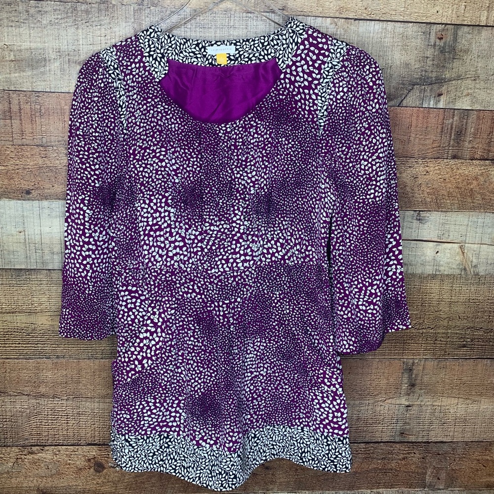 Anthropologie leifsdottir purple floral tunic top